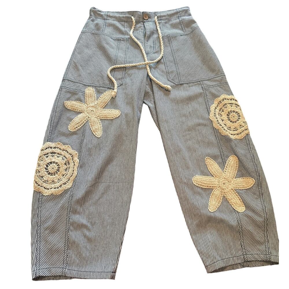 Oddi Striped Crochet Patch Pants – Women’s Medium